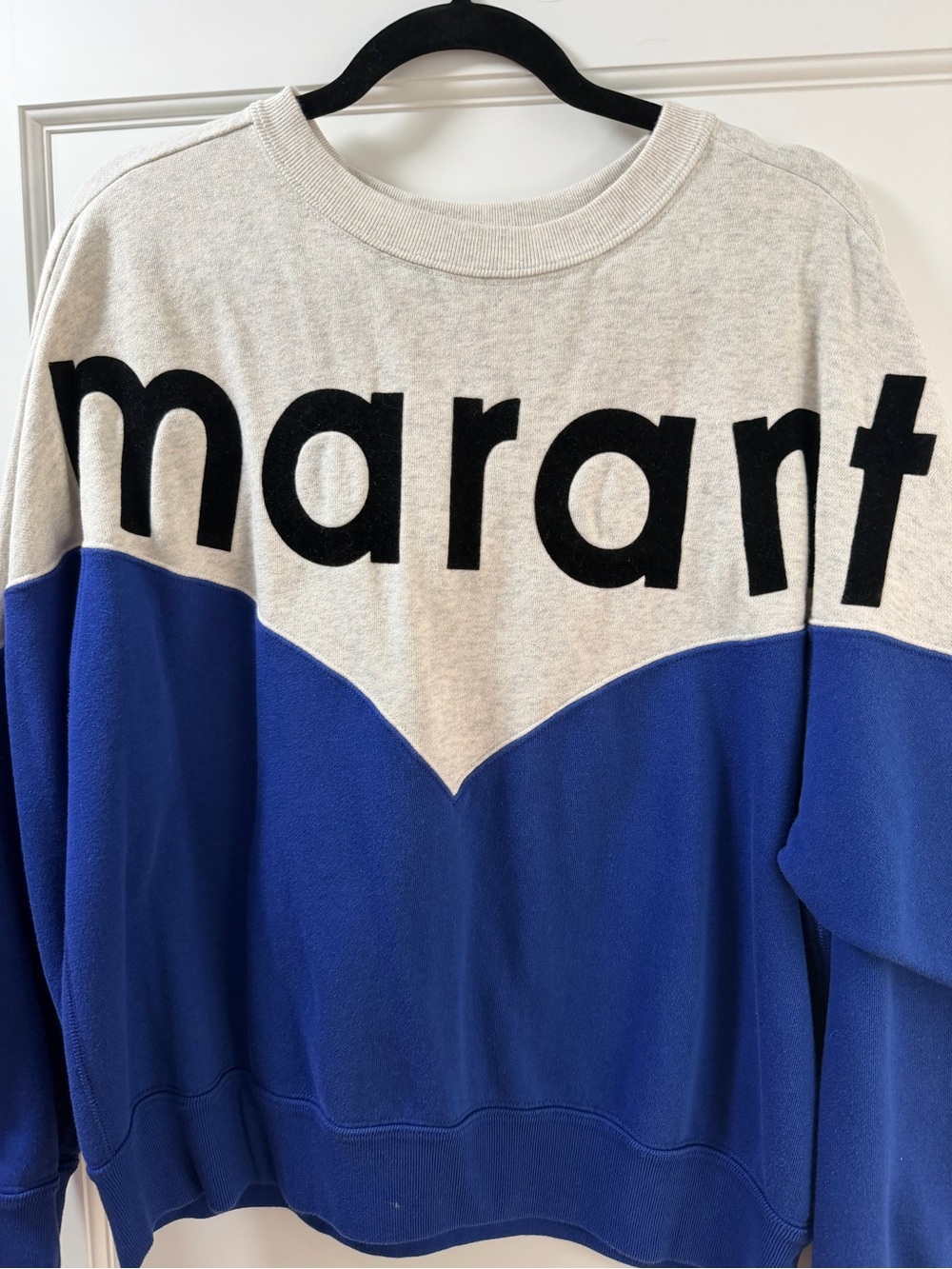 Isabel Marant Cream and Blue Logo Crewneck Sweater size 10